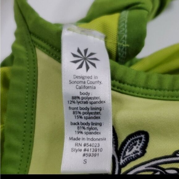 ATHLETA SWIM PAVITRA GREEN BLACK YELLOW BROWN earth power Y TANK TOP S small - Picture 8 of 8